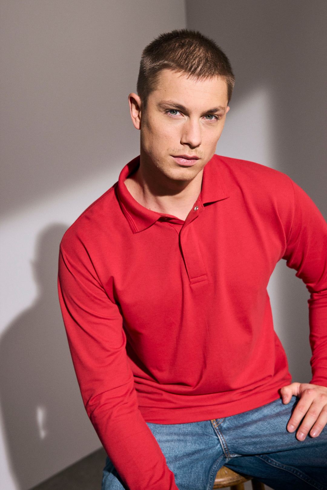Polo PRO Wear manica lunga | bottoni a pressione - Rosso