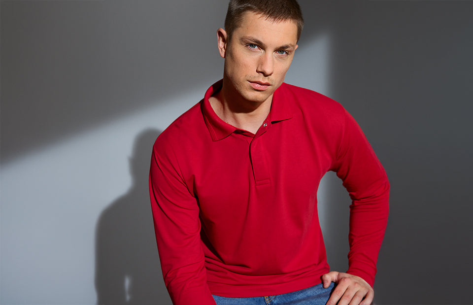 Polo PRO Wear manica lunga | bottoni a pressione - Rosso