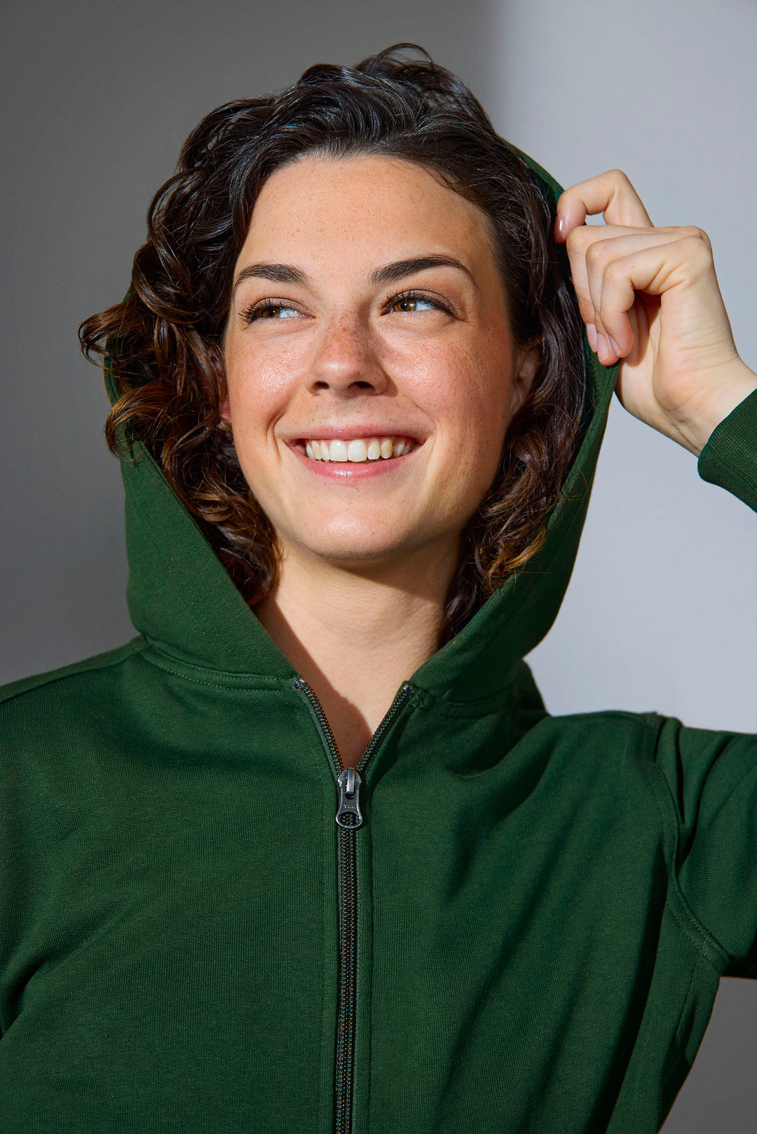 Felpa PRO Wear CARE | cappuccio | zip | donna - Verde bottiglia