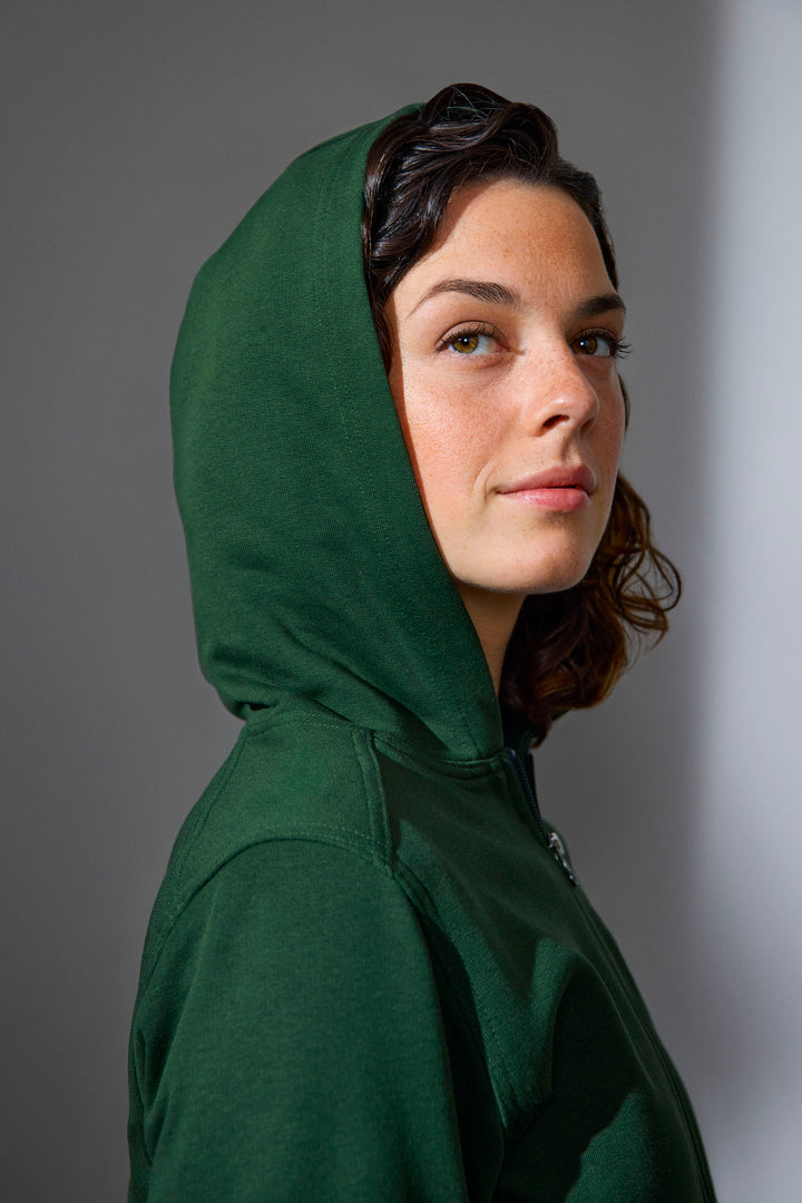 Felpa PRO Wear CARE | cappuccio | zip | donna - Verde bottiglia