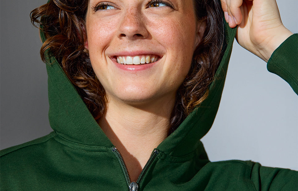 Felpa PRO Wear CARE | cappuccio | zip | donna - Verde bottiglia