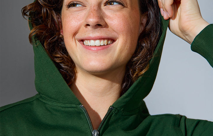 Felpa PRO Wear CARE | cappuccio | zip | donna - Verde bottiglia