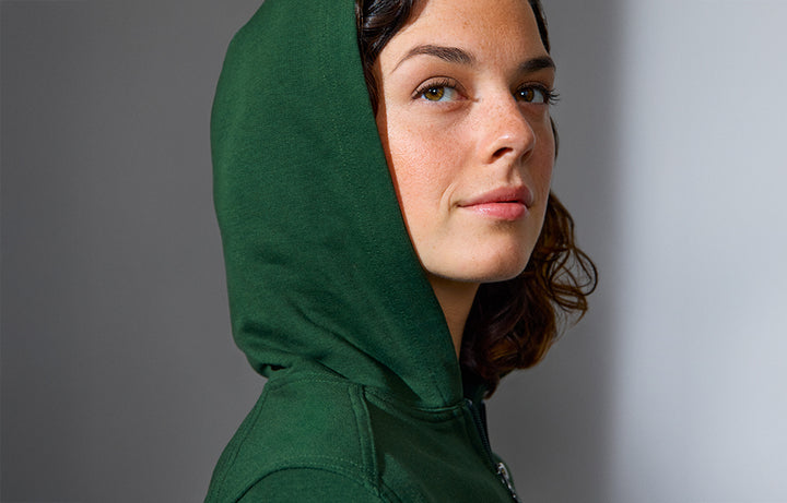 Felpa PRO Wear CARE | cappuccio | zip | donna - Verde bottiglia
