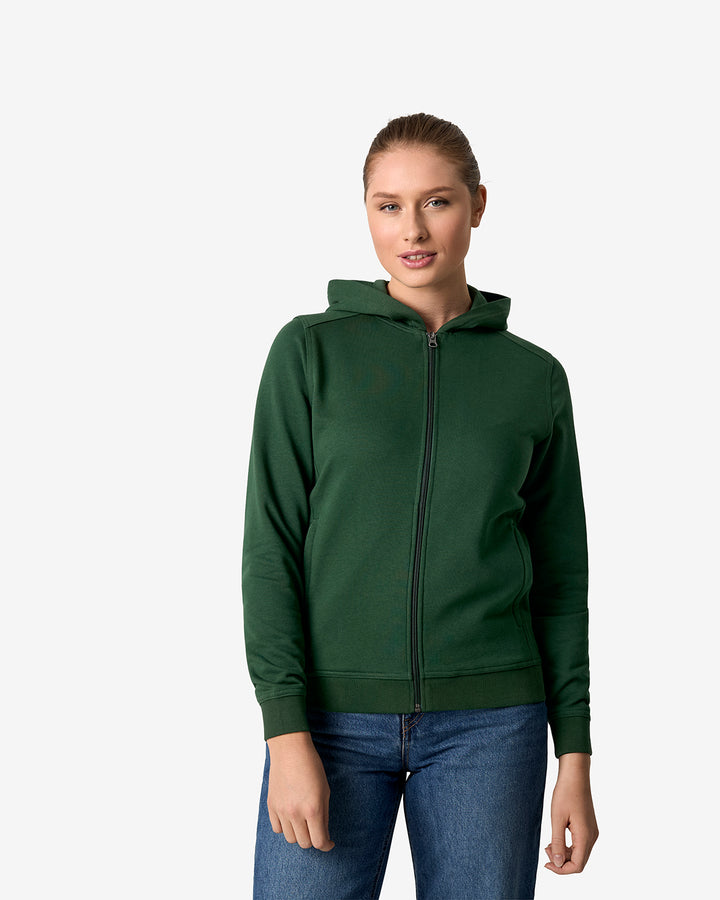 Felpa PRO Wear CARE | cappuccio | zip | donna - Verde bottiglia