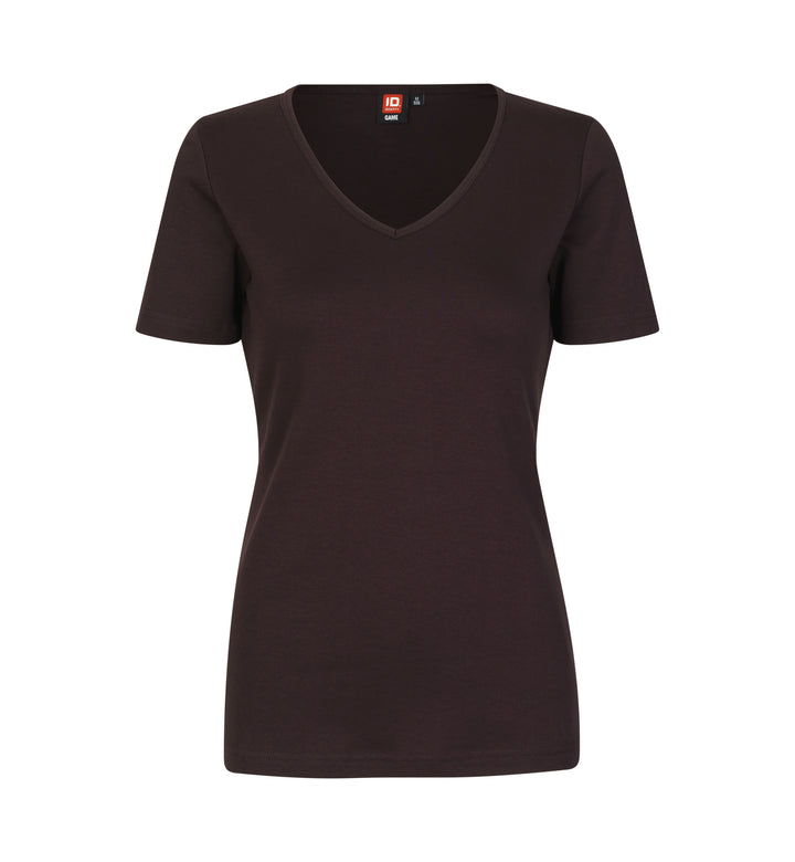 T-shirt interlock | scollo V | donna - Dark bordeaux