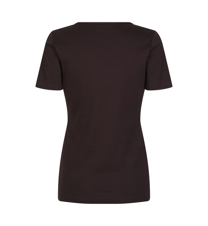 T-shirt interlock | scollo V | donna - Dark bordeaux