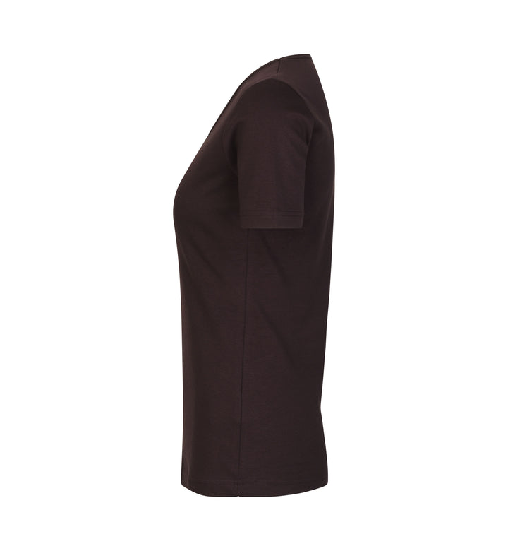 T-shirt interlock | scollo V | donna - Dark bordeaux