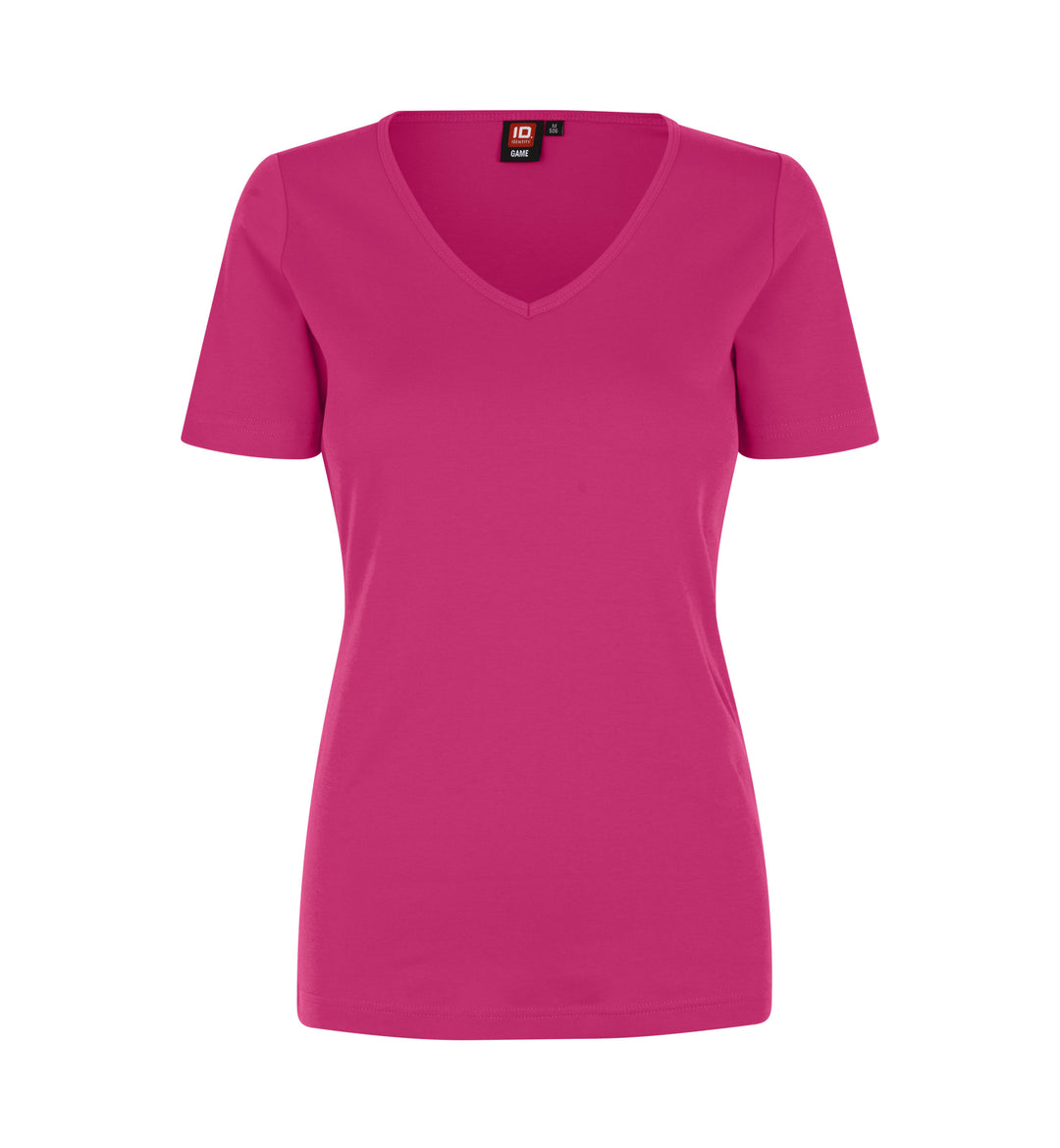 T-shirt interlock | scollo V | donna - Rosa
