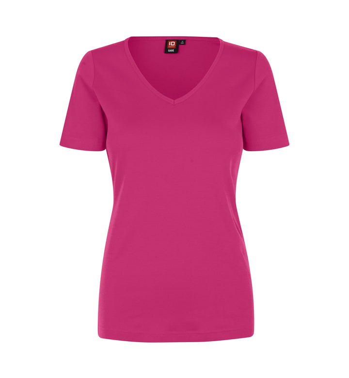 T-shirt interlock | scollo V | donna - Rosa
