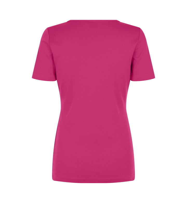 T-shirt interlock | scollo V | donna - Rosa