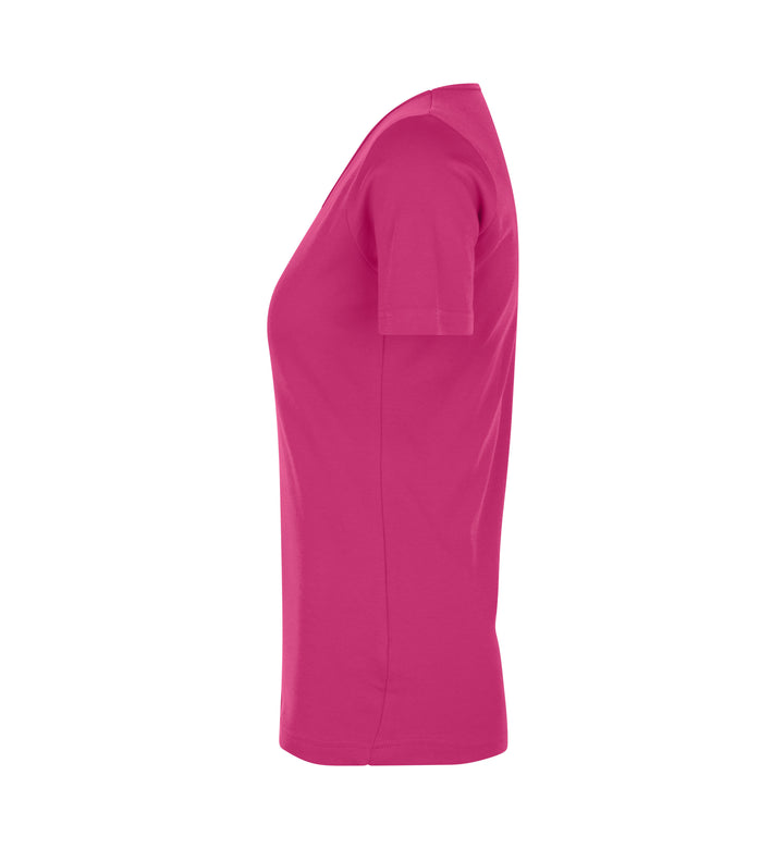 T-shirt interlock | scollo V | donna - Rosa