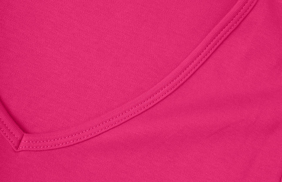 T-shirt interlock | scollo V | donna - Rosa