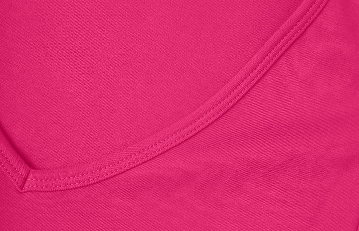 T-shirt interlock | scollo V | donna - Rosa