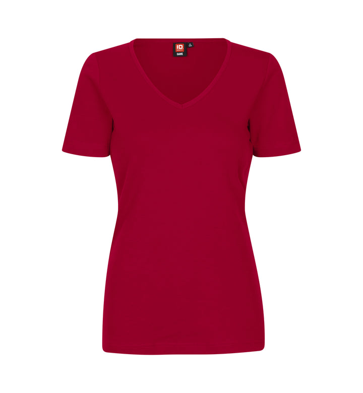 T-shirt interlock | scollo V | donna - Rosso