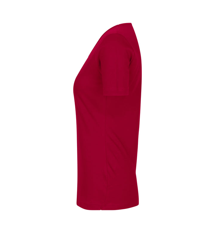 T-shirt interlock | scollo V | donna - Rosso
