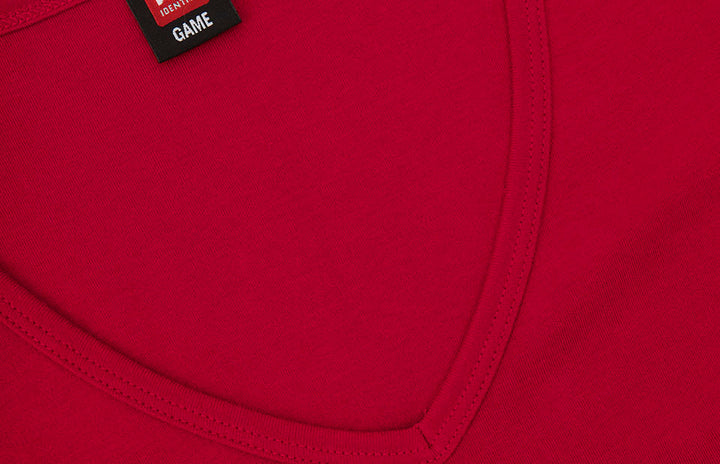 T-shirt interlock | scollo V | donna - Rosso