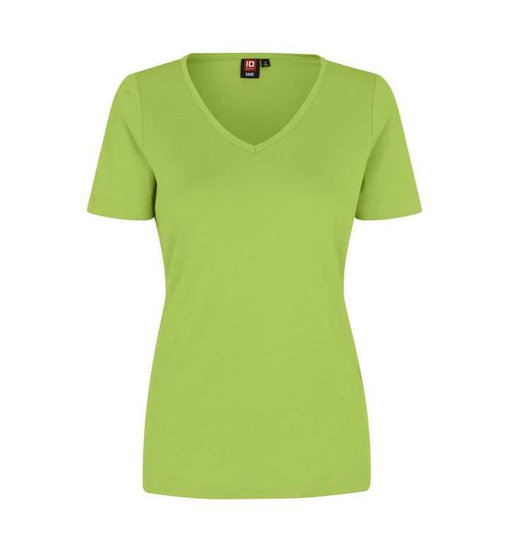 T-shirt interlock | scollo V | donna - Lime