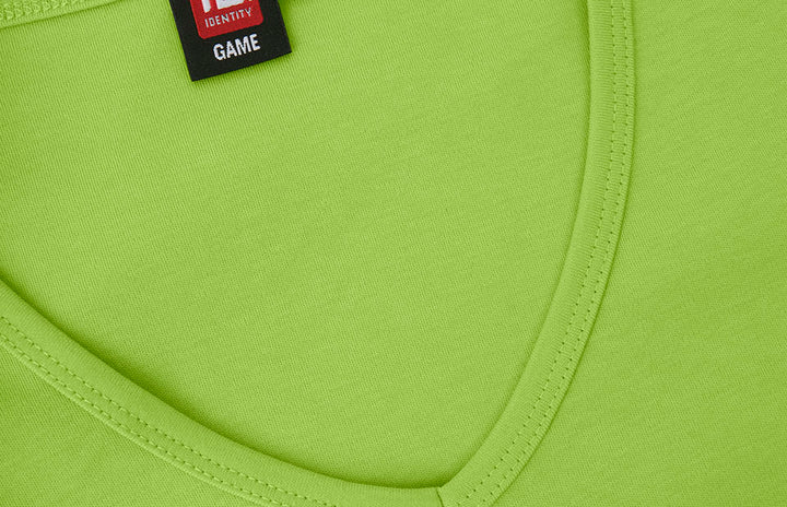 T-shirt interlock | scollo V | donna - Lime