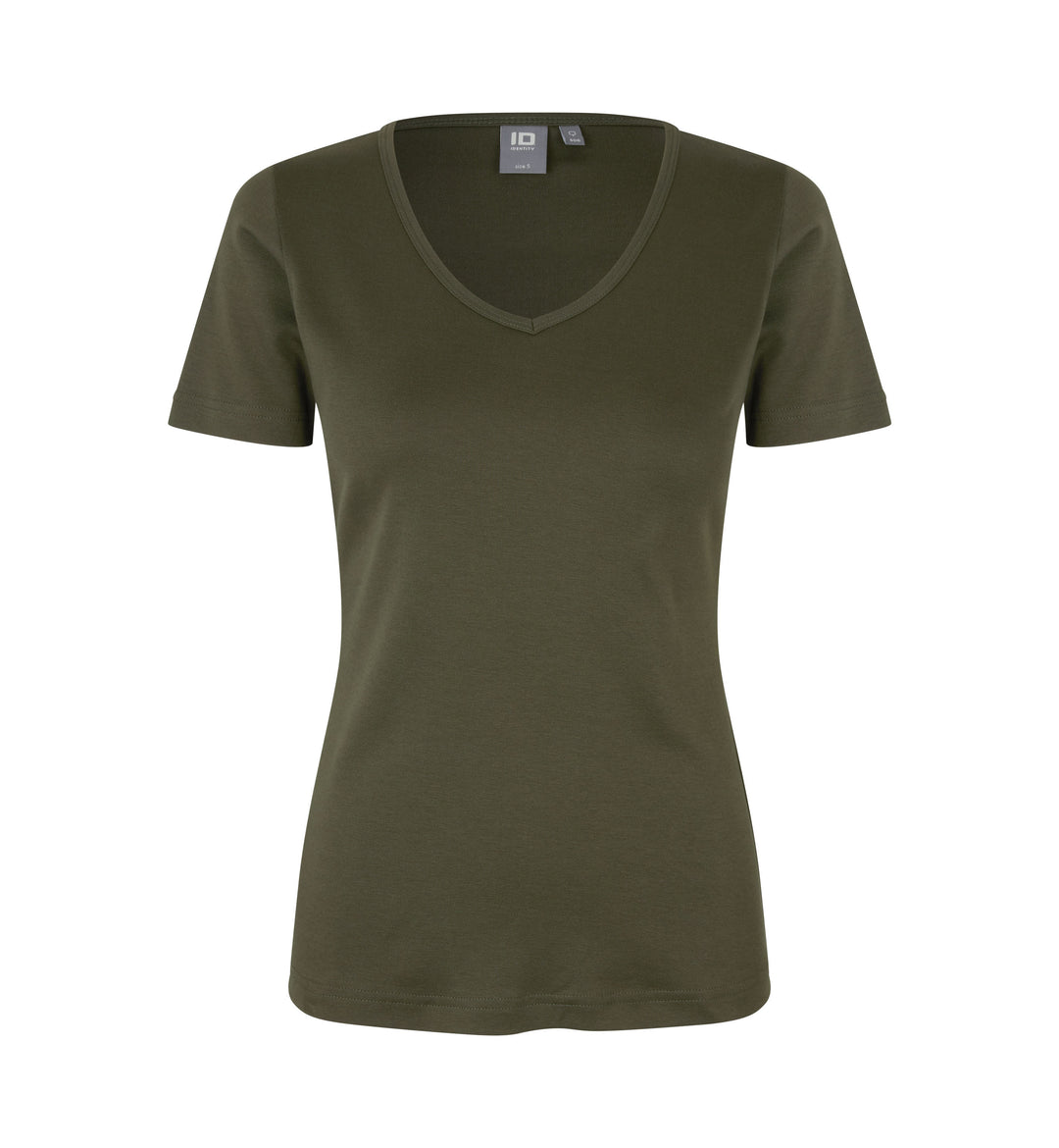 T-shirt interlock | scollo V | donna - Oliva
