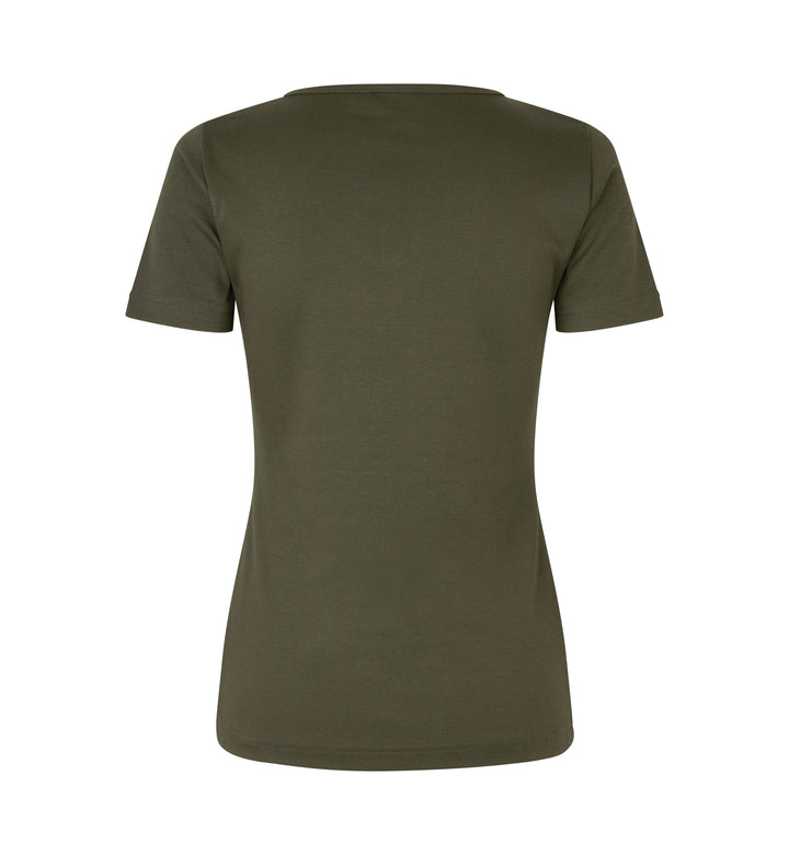 T-shirt interlock | scollo V | donna - Oliva