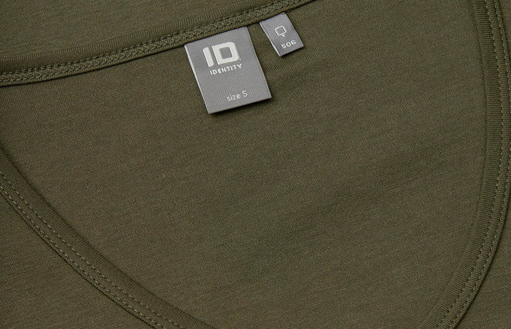 T-shirt interlock | scollo V | donna - Oliva
