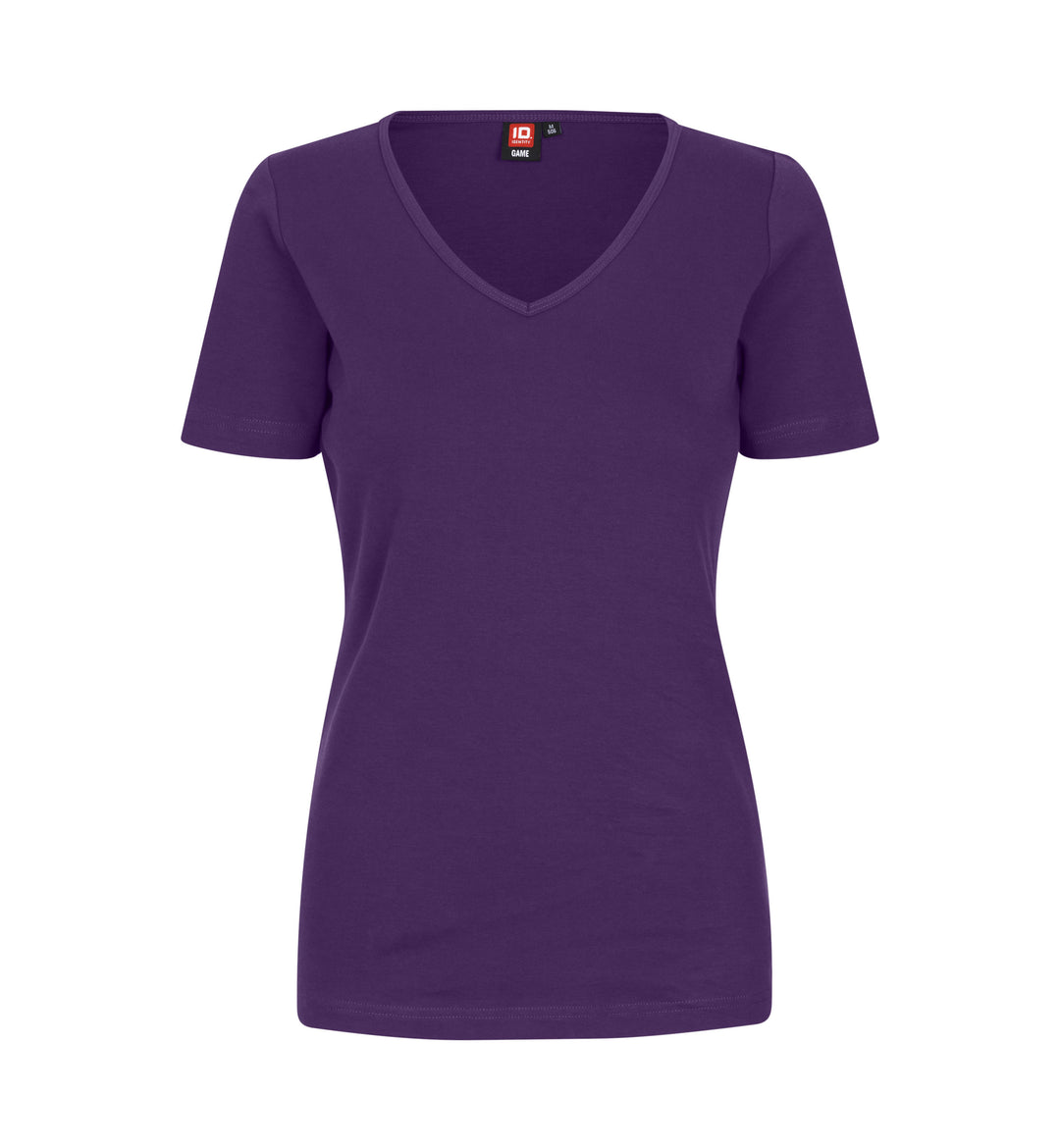 T-shirt interlock | scollo V | donna - Viola
