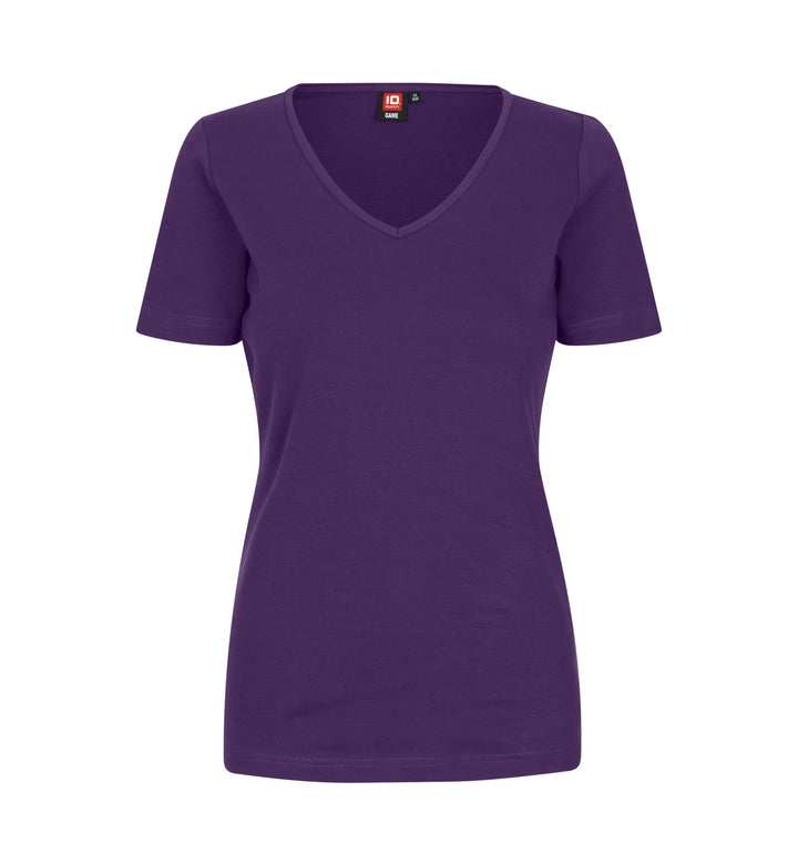 T-shirt interlock | scollo V | donna - Viola
