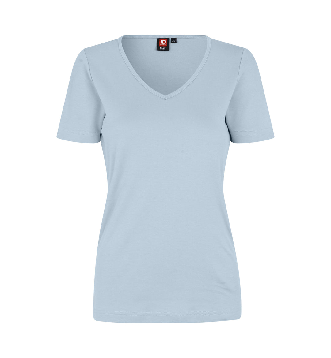 T-shirt interlock | scollo V | donna - Azzurro