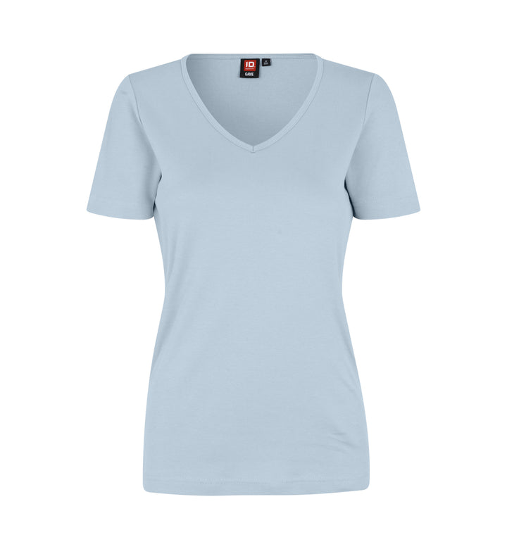 T-shirt interlock | scollo V | donna - Azzurro