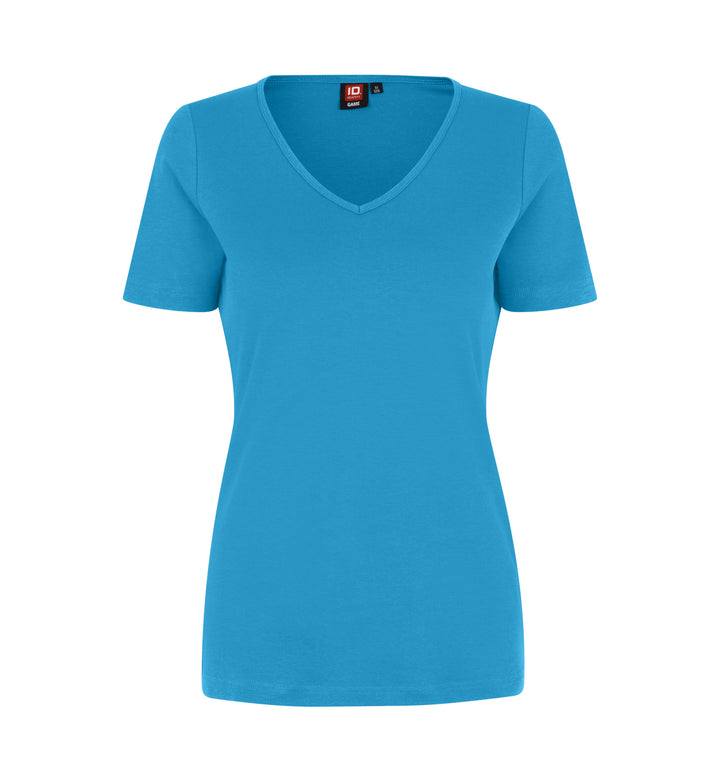 T-shirt interlock | scollo V | donna - Turchese