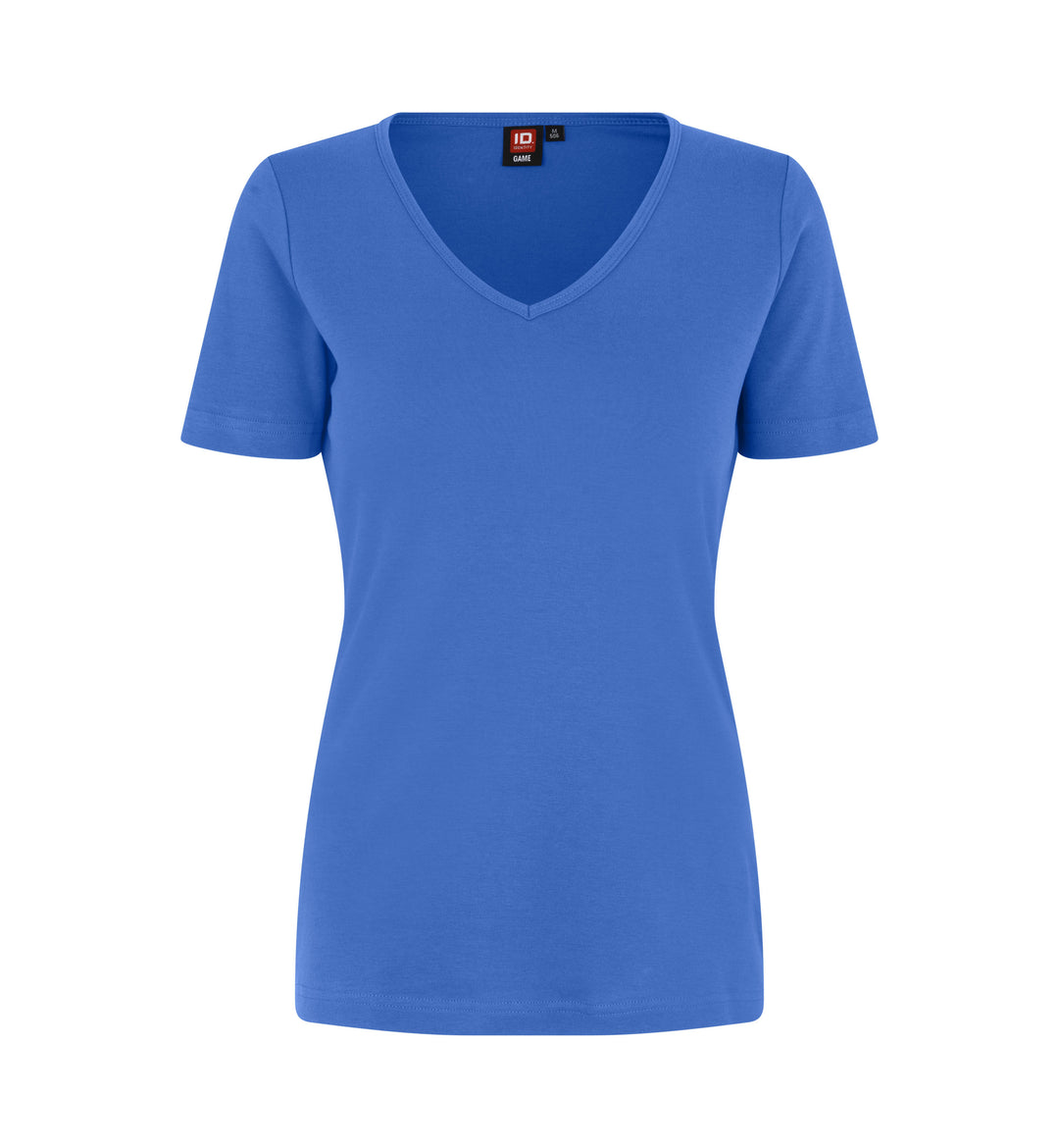 T-shirt interlock | scollo V | donna - Azure