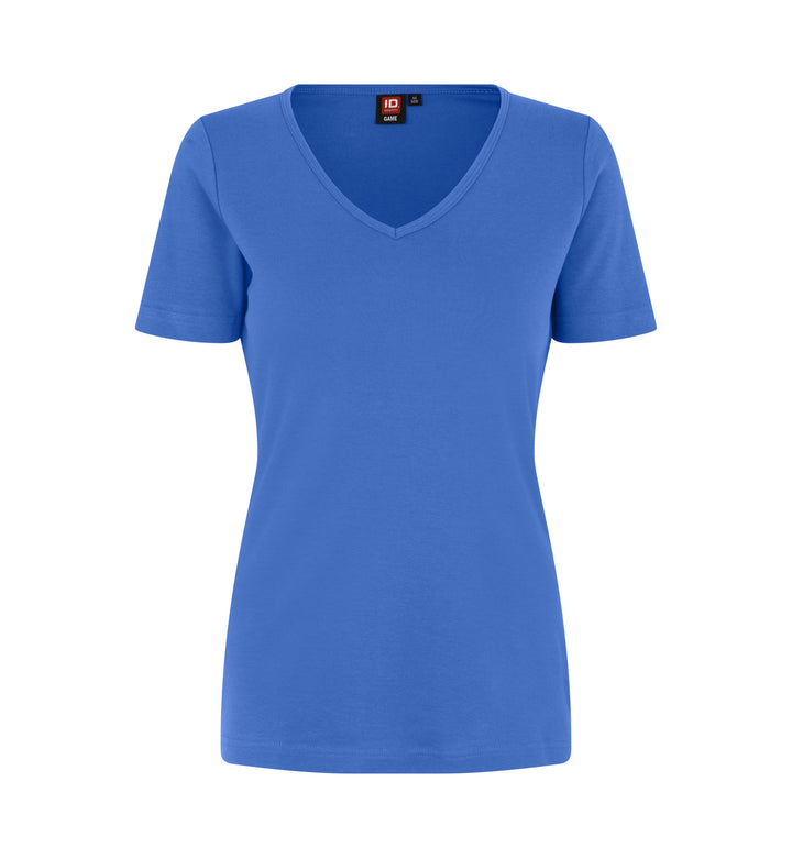 T-shirt interlock | scollo V | donna - Azure