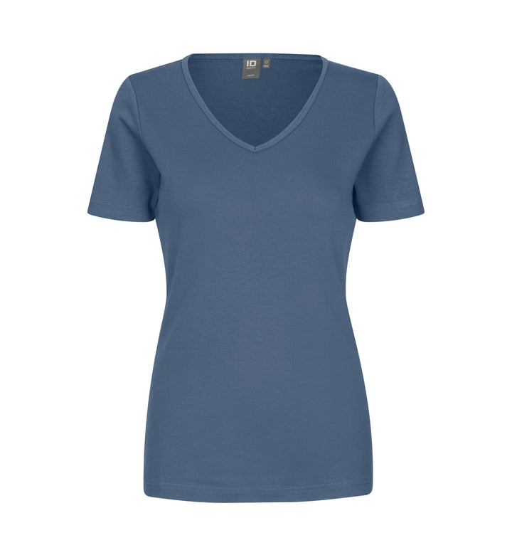 T-shirt interlock | scollo V | donna - Indaco