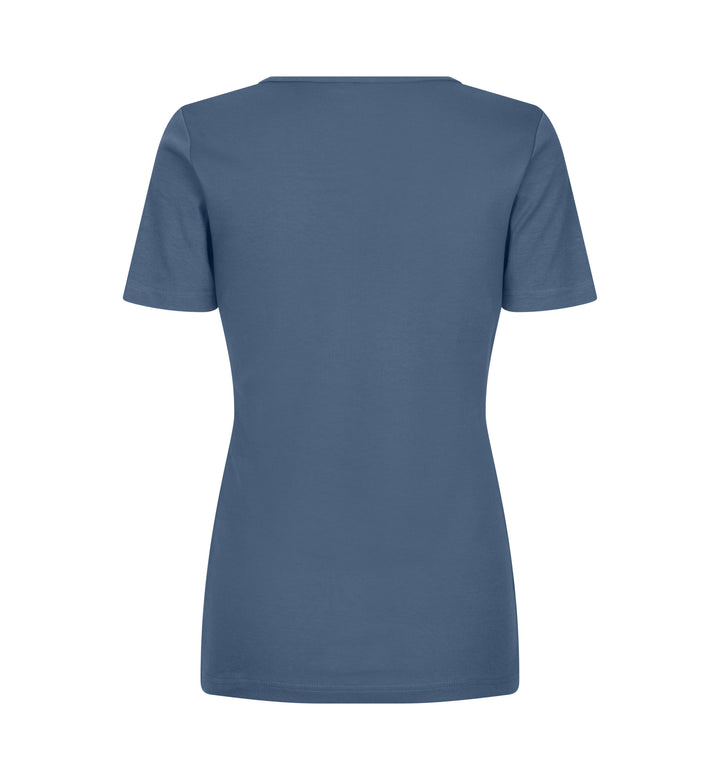 T-shirt interlock | scollo V | donna - Indaco