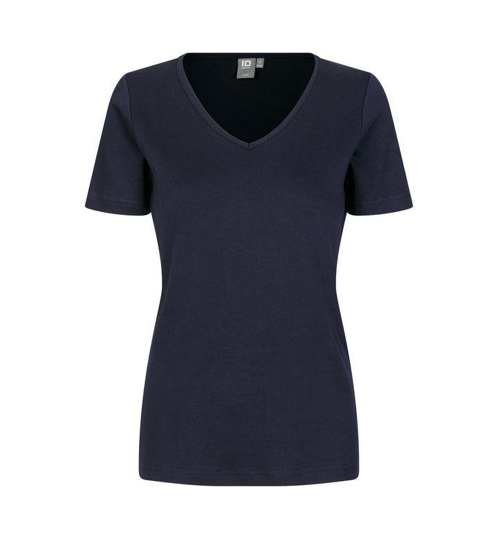 T-shirt interlock | scollo V | donna - Blu navy
