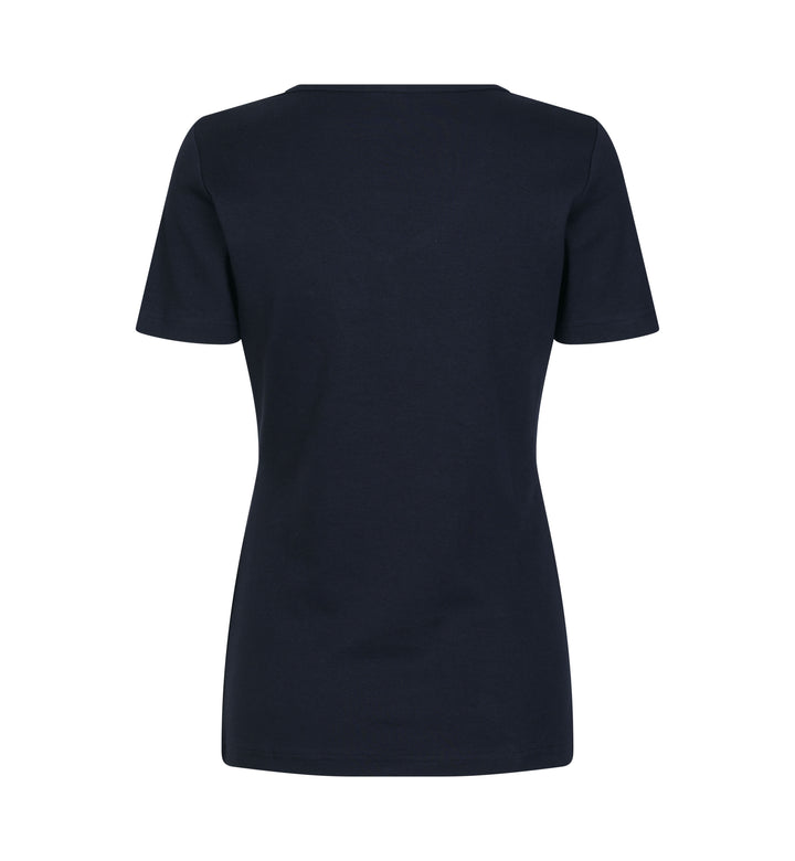 T-shirt interlock | scollo V | donna - Blu navy