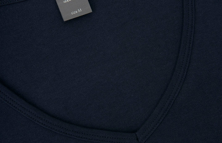 T-shirt interlock | scollo V | donna - Blu navy