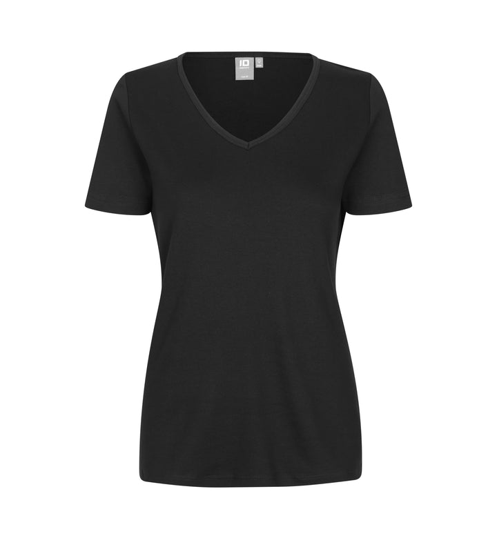 T-shirt interlock | scollo V | donna - Nero