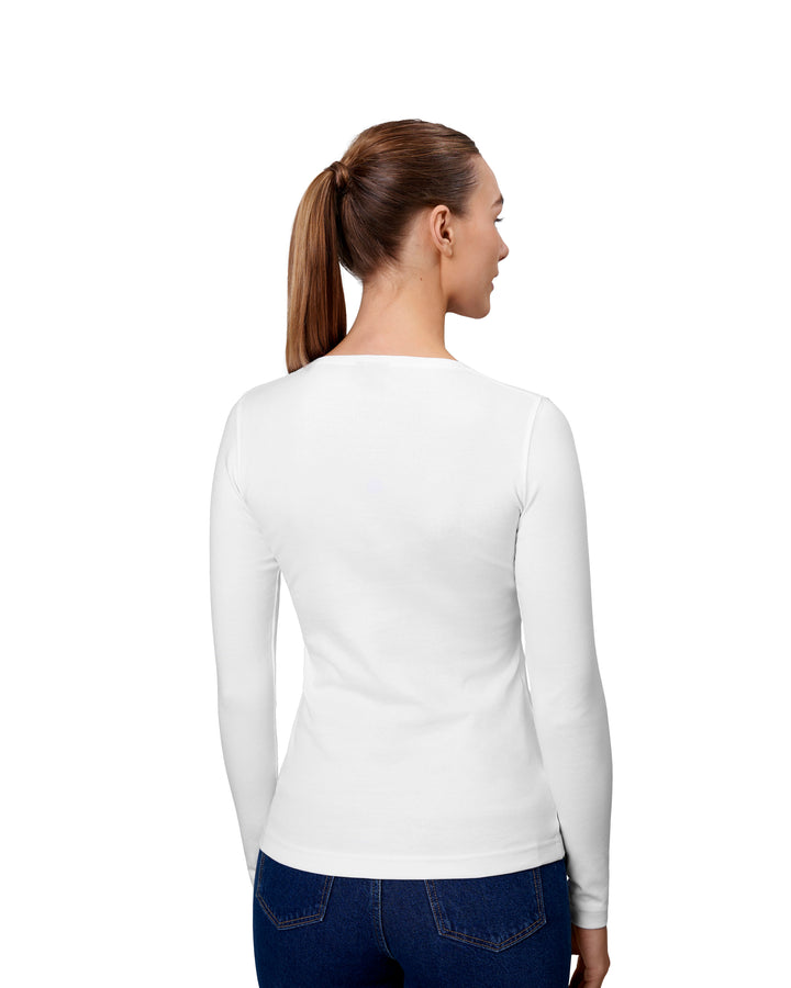 T-shirt interlock | manica lunga | donna - Bianco