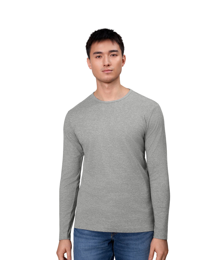 T-shirt interlock | manica lunga - Grigio mélange