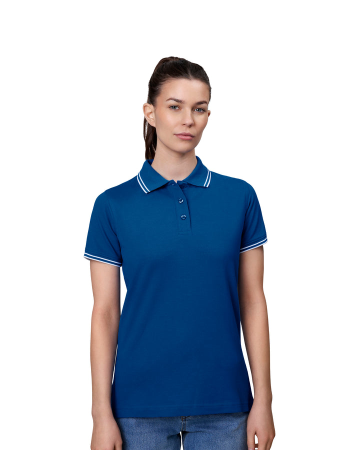 Polo contrasto | stretch | donna - Azure