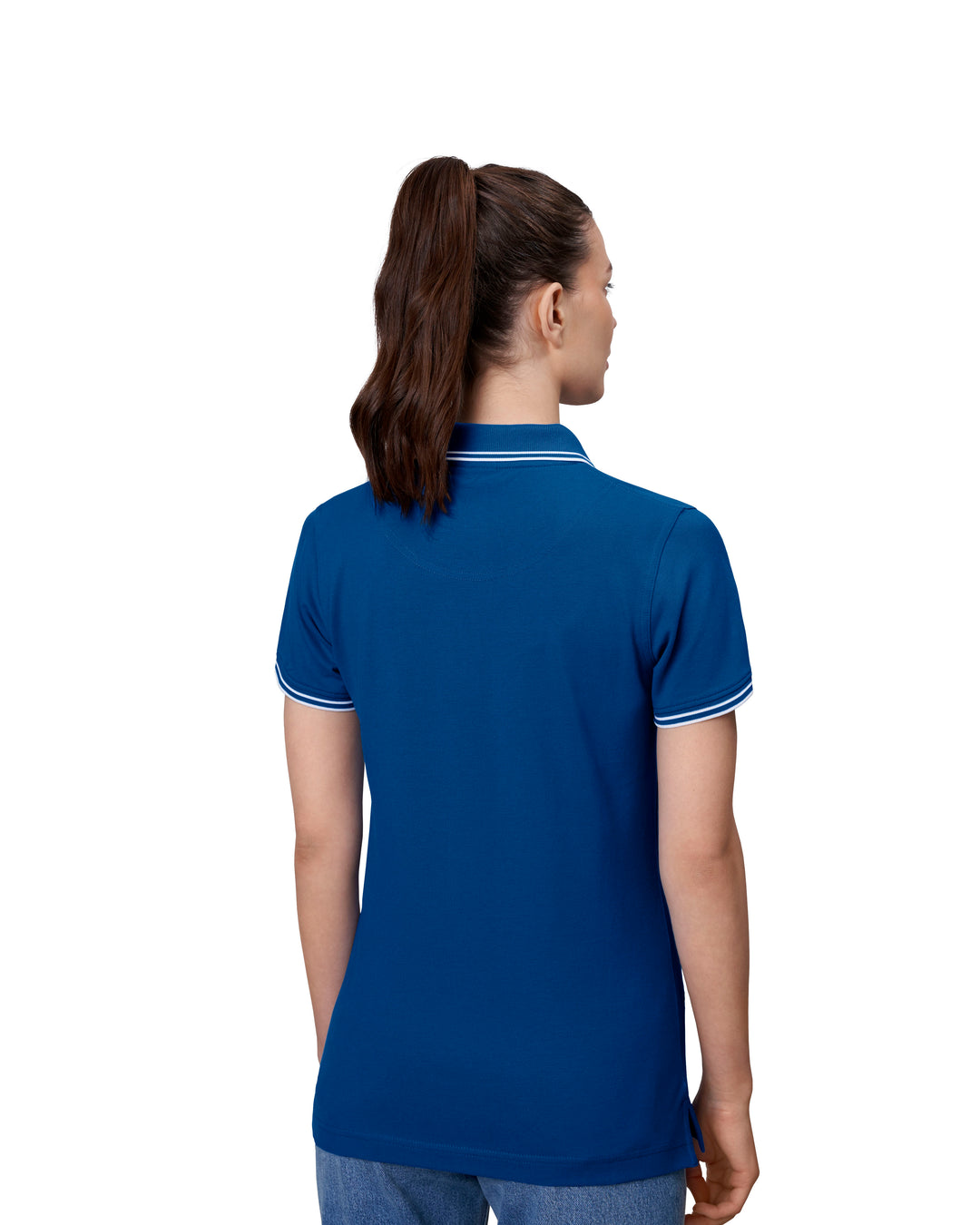 Polo contrasto | stretch | donna - Azure