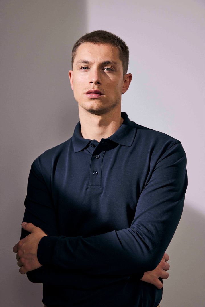 Polo manica lunga | stretch - Blu navy