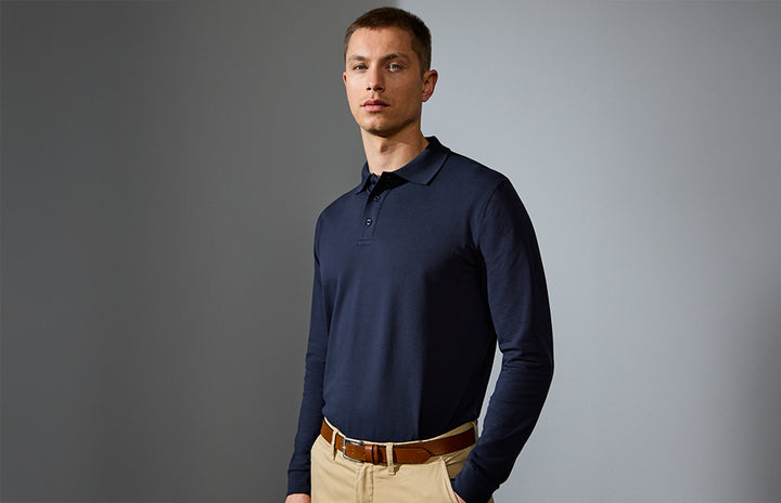 Polo manica lunga | stretch - Blu navy