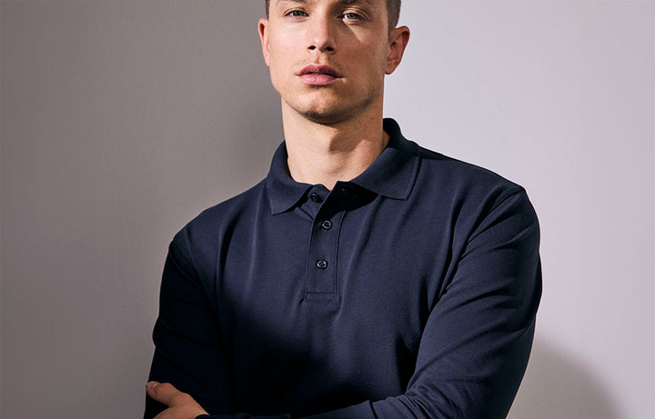 Polo manica lunga | stretch - Blu navy