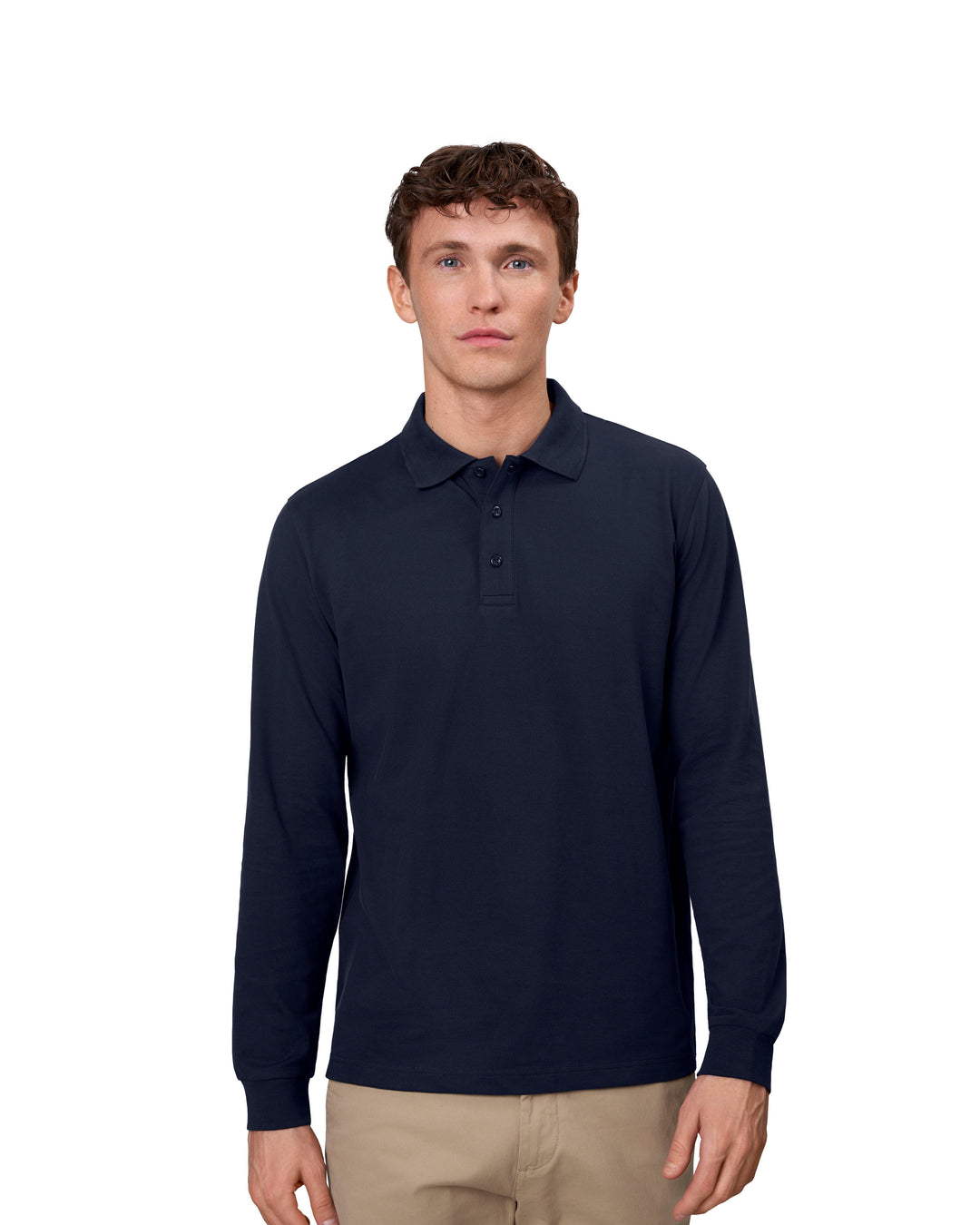 Polo manica lunga | stretch - Blu navy