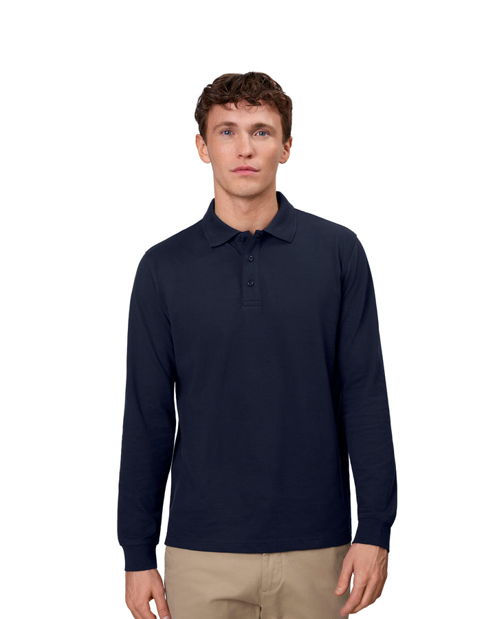 Polo manica lunga | stretch - Blu navy