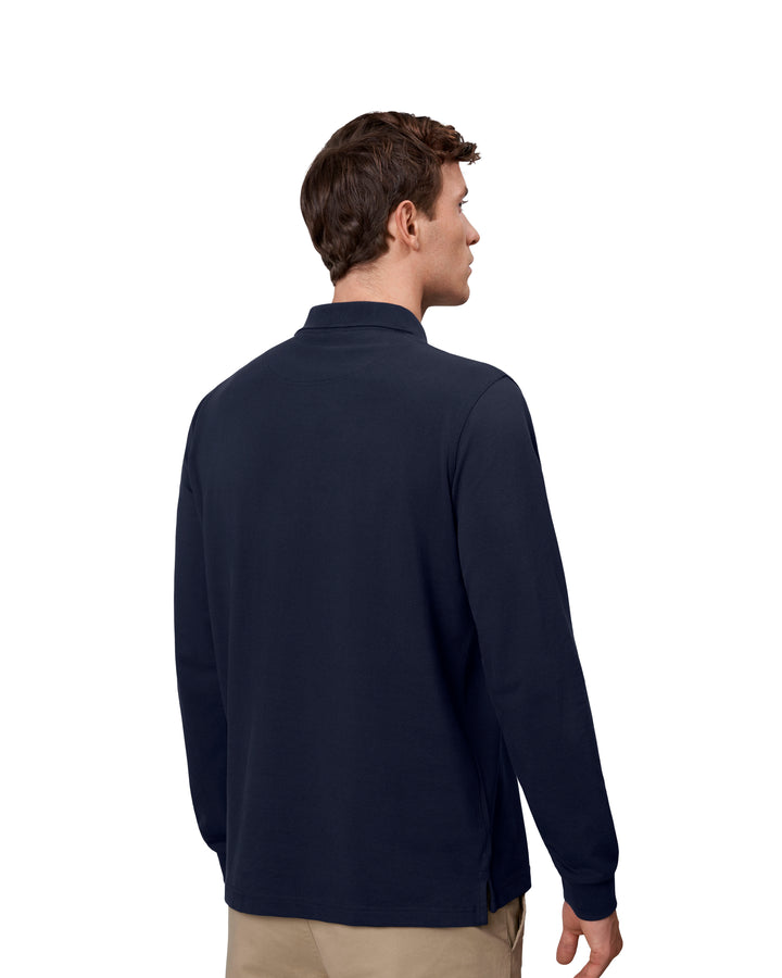 Polo manica lunga | stretch - Blu navy
