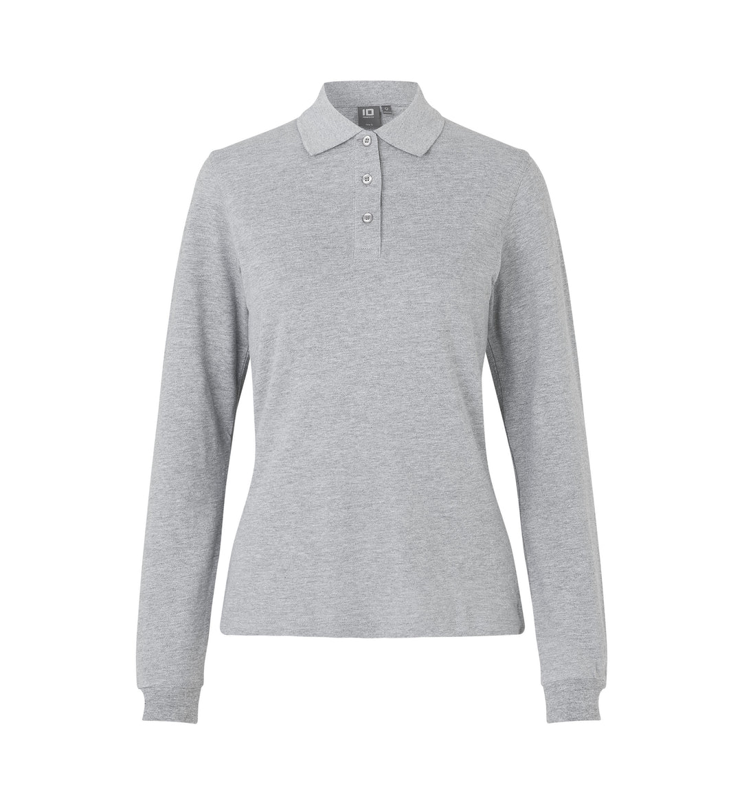 Polo manica lunga | stretch | donna - Grigio mélange