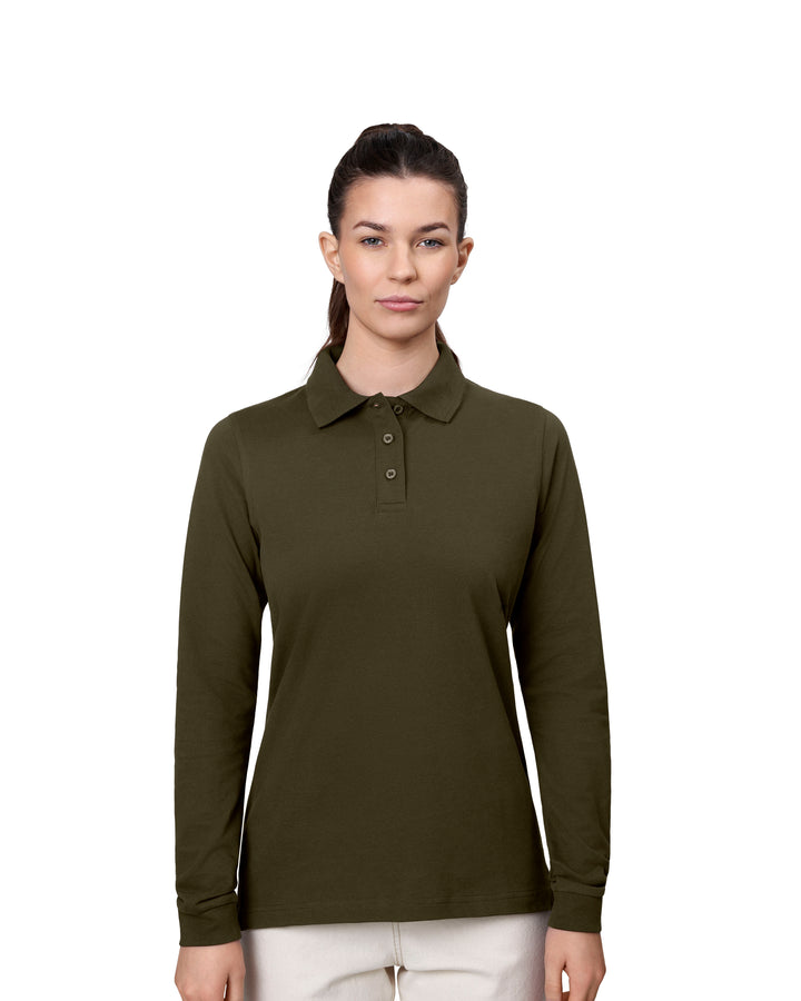 Polo manica lunga | stretch | donna - Oliva
